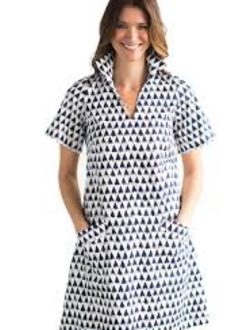 KIT Women’s Asymmetrical Black & White Triangle Print Dress